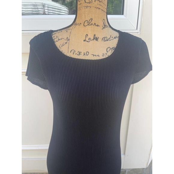 VANITE COUTURE BLACK PLEATED FABRIC BLACK DRESS SIZE ONE SIZE (DR900 - Picture 2 of 8